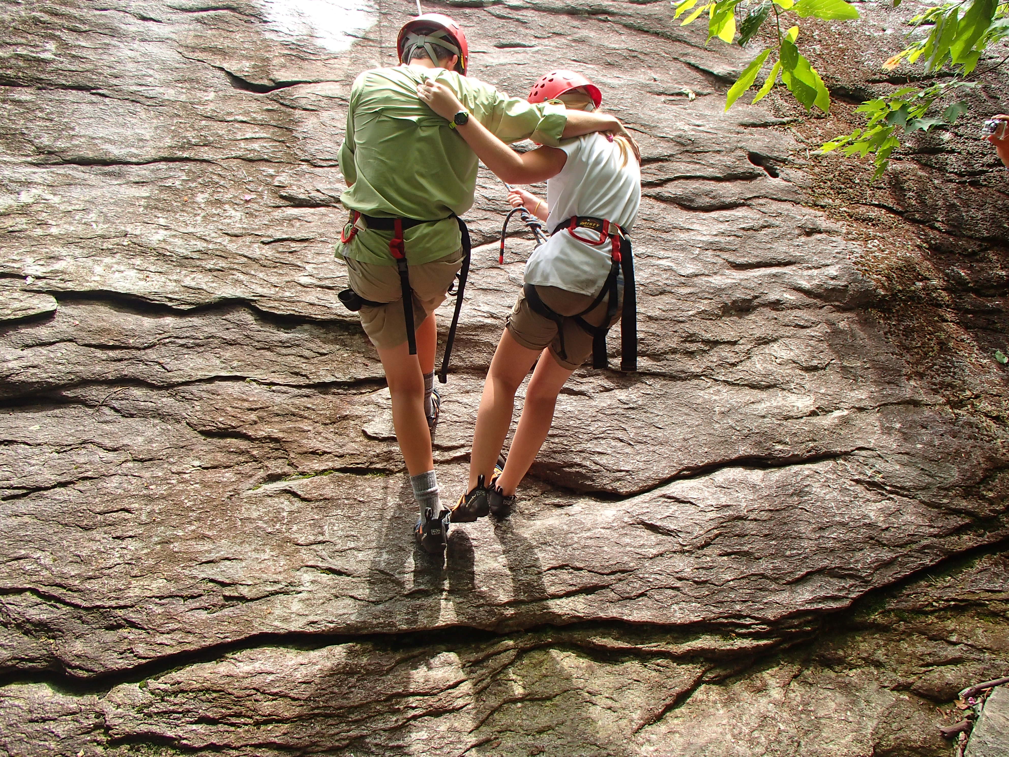 Family rock climbing